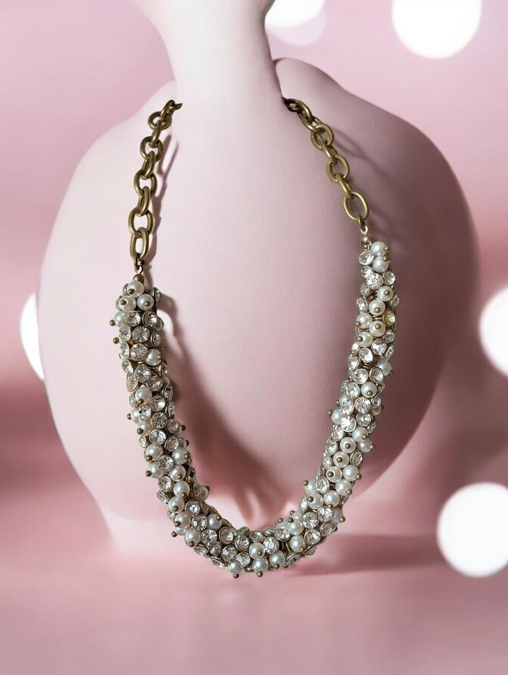J. Crew Pearl and Crystal Braided Necklace